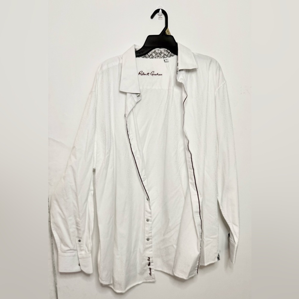 Robert Graham Men’s White Button Down Dress Shirt XXL Long Sleeve